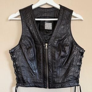 Vintage Michael Hoban North Beach Leather 90s Soft Vest Lace Up Sides Women 7/8